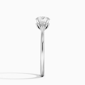 Anillo BOJ 082 con Corte Redondo, Plata 925, Diseño Floral con Incrustaciones de Diamantes, Anillo Solitario con Moissanita de 2ct, Color D, Claridad VVS1, Certificado GRA, en Oferta - Product Image 3