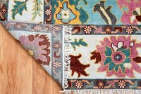 Tapis Oushak en laine noué à la main de haute qualité |   Tapis d'appoint oriental fait main, style persan, design abstrait, en poils coupés, 1 pièce, PET
