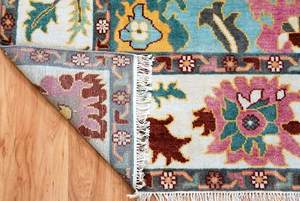 Alfombra Oushak de lana anudada a mano de alta calidad |   Alfombra Oriental Hecha a Mano con Diseño Abstracto Estilo Persa, 1 Pieza - Product Image 5