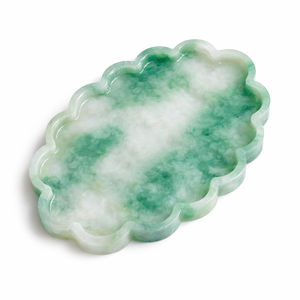 Bandeja Decorativa Rectangular con Bandeja Redonda de Resina Verde y Blanca con Forma de Nube para Mesa de Comedor y Decoración del Hogar - Product Image 1