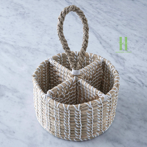 BEST PRICE Eco-Friendly Wicker Seagrass <b>Kitchen</b> Utensil Organizer Maddy <b>Caddy</b> Handmade Storage Basket Spoon Fork Knife Holder - Product Image 6