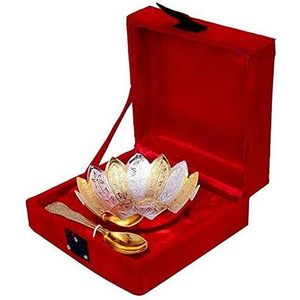 Ensemble de bols en argent allemand traditionnel avec cuillère en laiton poli, faits à la main, légers, durables, non toxiques, coffret cadeau, mariage - Product Image 2