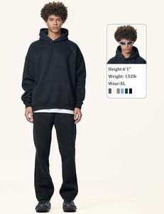 High Quality 380g No <b>Strings</b> Blank Fleece Drop Shoulder Hoodies Men Cotton Pullover Solid Breathable Wholesale Custom Printing - Product Image 2