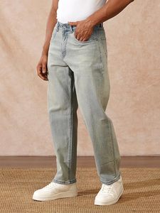 Jeans de Mezclilla para Hombre, Lavado Claro, 100% Algodón, Ecológicos, Estampado Digital, Cómodos, Económicos, Cintura Media, Corte Holgado, Pierna Ancha, Casuales - Product Image 5