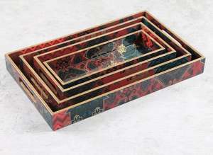 Plateau de service en métal de luxe avec base en verre, design clé grecque, plateau décoratif pour la maison, l'hôtel et les cadeaux, taille et couleur personnalisées - Product Image 5