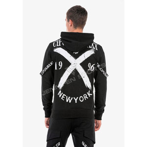 Survêtement d'hiver pour homme de qualité supérieure personnalisé, respirant, coupe régulière, sweat-shirt technique en molleton uni, pantalon de jogging, 100% coton, noir - Product Image 4