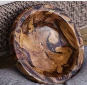 Juego de vajilla de madera de resina epoxi de diseño moderno, tazón redondo elegante para mezclar para uso doméstico en Hotel o restaurante en la cocina - Product Image 3