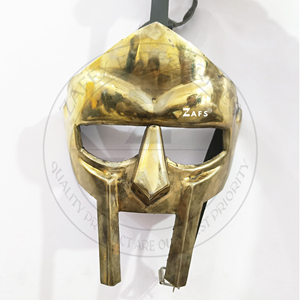 Masque de gladiateur doré de haute qualité en acier doux, casque de méchant fou, masque de visage de guerrier viking médiéval pour événements de cosplay - Product Image 1