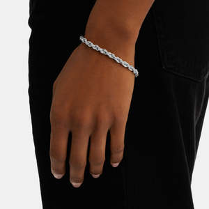925 Sterling Silver <b>Rope</b> Chain <b>Bracelet</b> for Women White Gold Plated Twisted <b>Rope</b> Link <b>Bracelet</b> - Product Image 1