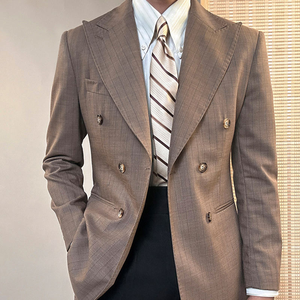 Dernières tendances en matière de costumes pour hommes, costume gris à double boutonnage, pantalon, costumes rayés slim fit pour hommes, costumes officiels - Product Image 5