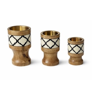 Hand-Made Wooden Incense Burner With <b>Blue</b> <b>Beaded</b> Band And Pearl Design For Religious Use All-Season Decorative Censer - Product Image 3