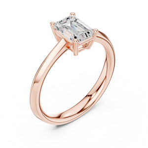Vintage Emerald Cut Moissanite Diamond Solitaire <b>Ring</b> - Rose Gold Plated 925 Sterling <b>Silver</b> Engagement <b>Plain</b> Band for Women - Product Image 4