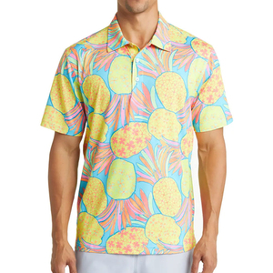 Chemises décontractées pour hommes de haute qualité OEM, manches courtes, boutonnées, longueur standard, séchage rapide, polyester, impression par transfert thermique - Product Image 6