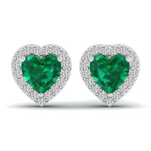 REYES Custom Made 14K Solid Gold Moissanite Screw <b>Back</b> Stud <b>Earrings</b> Exquisite Heart Shape 1.5 Carat Emerald Gemstone Jewelry - Product Image 2