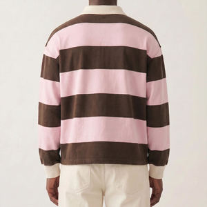 Camisetas Polo de Rugby a Rayas de Algodón de Manga Larga con Logotipo Bordado Personalizado al por Mayor, Camisetas de Manga Larga para Hombre - Product Image 4
