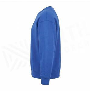 Sweat-shirt en tricot bleu uni à col rond pour homme, coupe classique, style décontracté, Amérique du Nord - Product Image 3
