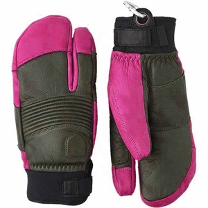 Best Quality 2026 New Design Cowhide Leather Men and Women Sports Warm Snow <b>Ski</b> Mittens and Gloves Set - Product Image 3