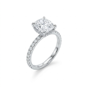 Anillo de Compromiso de Oro Blanco de 14K con Diamante Corte Cojín, Anillo de Boda Solitario, Certificado IGI, de Lujo para Mujer - Product Image 2