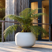 Pot Bunga Oval Hieta Garden Patio Garden dari Fiberglass Halus Warna Putih, untuk Dekorasi Luar Ruangan dan Dalam Ruangan, 4 Ukuran