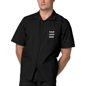High Quality Unisex Short Sleeve Medical <b>Scrub</b> Doctor Nursing Front Zipper <b>Scrub</b> Jacket Stretched Hospital Uniform Polyester - Product Image 2
