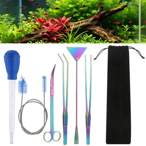 <b>Heavy</b> <b>Duty</b> Stainless Steel Aquascaping Set Planted Fish Tank Trimming Scissors Curved Tweezers Cleaning Maintenance <b>Tools</b> - Product Image 4