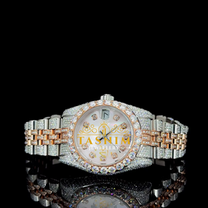 VVS Moissanite <b>Diamond</b> Business Fashion Coin Sport Quartz Analog <b>Watch</b> Men 41mm 20mm 2-Tone Gold Plated Stainless Steel Fully - Product Image 1