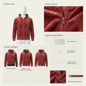 เสื้อฮู้ดซิปผู้ชาย ผ้าฟลีซ 100% คอตตอน สีพื้น ทรงปกติ สวมใส่สบาย เป็นมิตรกับสิ่งแวดล้อม เหมาะสำหรับฤดูหนาว - Product Image 4
