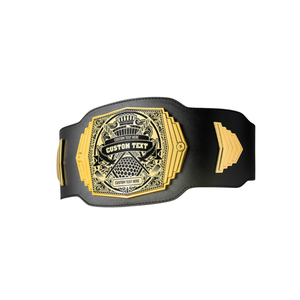 Ceinture de championnat en cuir noir avec plaque dorée et design complexe pour récompenses personnalisées - Product Image 6