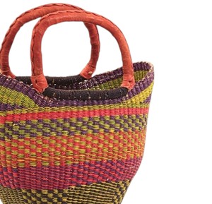 Fashionable Purple Tone Seagrass Handbags Leather Handles Handcrafted Woven <b>Straw</b> <b>Tote</b> <b>Bag</b> Women Summer OEM - Product Image 3