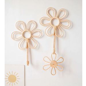 Crochet mural en bambou de style naturel, support décoratif pour balcon, terrasse, outils de jardinage et accessoires utilitaires d'extérieur - Product Image 1