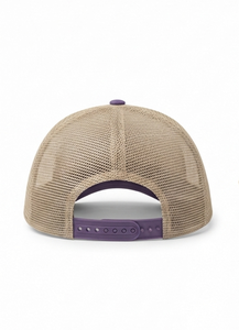 Gorra Trucker Personalizada al por Mayor con Logotipo Bordado, Gorra de Malla Beige y Morada de Perfil Alto, 5 Paneles, Visera Curva, Alta Calidad, Unisex - Product Image 3