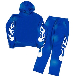 Pantalones de chándal OEM sostenible polar acampanado chándal de talla grande efecto de lavado otoño francés Terry tejido liso 100% algodón para hombres - Product Image 2