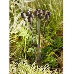 Piquets de jardin en acier rouillé à anneau rond, support de plantes extérieur minimaliste, art décoratif pour pelouse - Product Image 2