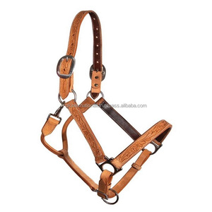 Western Pattern Floral Tooled Hand Carved Leather Horse <b>Halter</b> Custom Made Tan Genuine Leather Horse Racing <b>Halter</b> & Accessories - Product Image 3