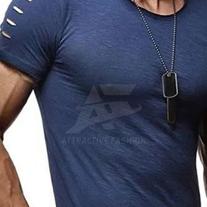 Camiseta de Hombre Desgastada Más Vendida en Línea a Bajo Precio, Hecha de Algodón y Poliéster, Camiseta de Hombre Desgastada al Por Mayor - Product Image 4