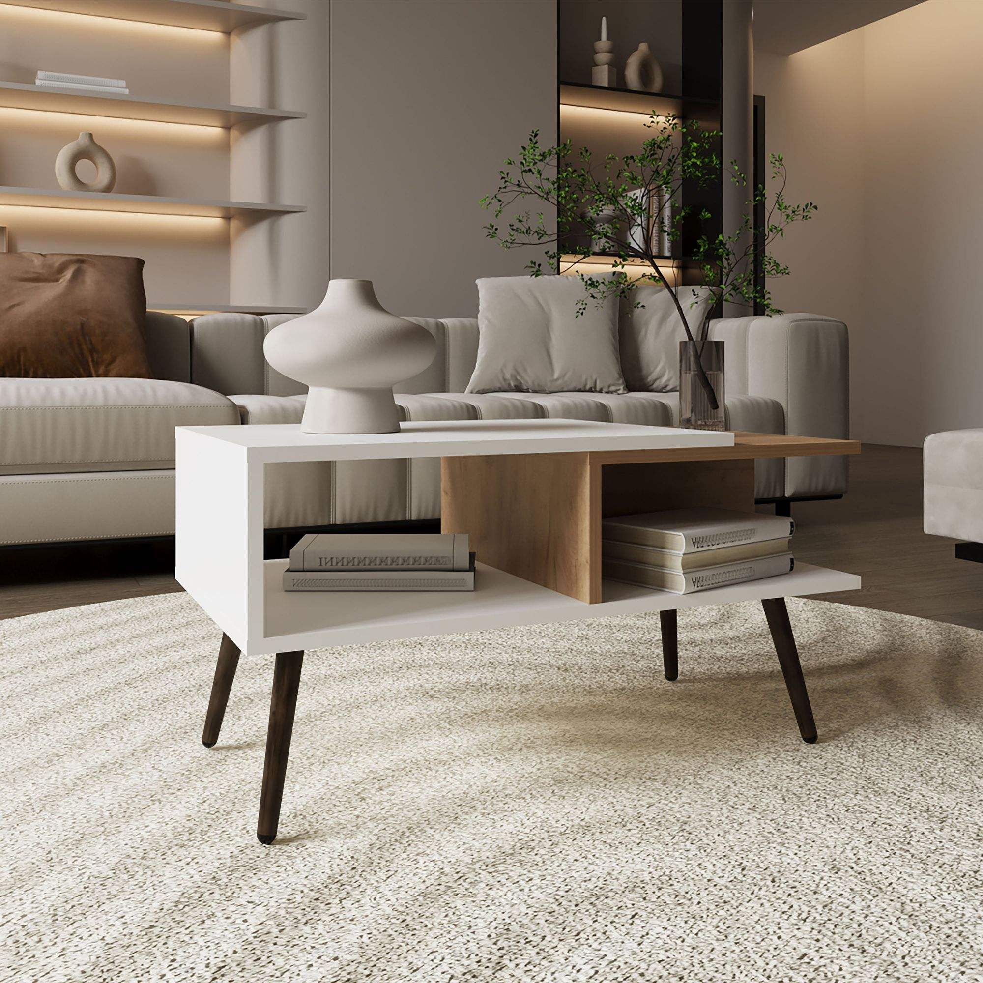 White / Natural Oak Color