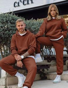 Men's Solid Color Hooded <b>Tracksuit</b> 100% Cotton Casual Full Sleeve Autumn Wear with Side Pockets and Elastic Waist - Product Image 5