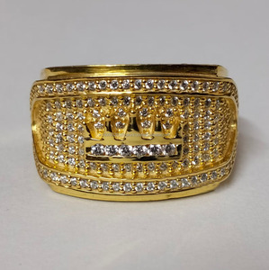 แหวนแต่งงานผู้ชาย ชุบโรเดียม เงินแท้ 925 ลายมงกุฎกษัตริย์ ครึ่งวง แหวนหมั้น ฮิปฮอป ของขวัญสำหรับคุณพ่อ - Product Image 2