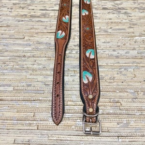 Vintage genuine leather <b>dog</b> collar Sunflower embroidery metal buckle Waterproof bag accessories leather - Product Image 1