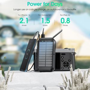 10000mAh Power Bank portatile con cavo USB-C ricarica rapida caricabatterie solare per viaggi compatibile con iPhone - Product Image 4
