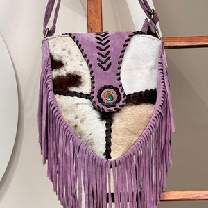 Bolso cruzado de cuero de vaca y estampado de animales, bolso occidental para mujer con flecos, cuero de ante genuino, pelo Real en monedero de piel de vaca - Product Image 3