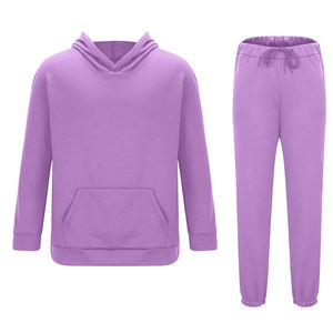 Conjunto de sudadera con capucha y pantalones deportivos morados para mujer, ropa informal de punto de manga larga para otoño - Product Image 2