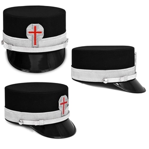 Gorra de Caballero Templario de Lujo con Diseño Metálico Plateado, Sombrero Ceremonial Negro Premium para Caballero - Product Image 3