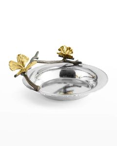 Bol décoratif de luxe en argent et or avec motif de fleur de magnolia sur support en forme de branche pour la décoration moderne de la maison, bol élégant pour la salle à manger - Product Image 3