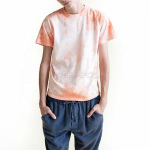 เสื้อยืดฟอกคริสตัลสีพีชของผู้ชาย,เสื้อยืดมัดย้อมคอกลมแฟชั่นคุณภาพ - Product Image 1