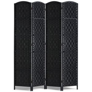 Divisorio per Stanza a 4 Pannelli Intrecciato a Mano, Portatile e Autoportante, Schermo Privacy per Sala da Pranzo con Cerniere, Pareti Divisorie Pieghevoli - Product Image 1