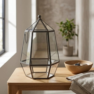 Terrario de Vidrio Miniatura de Diseño Único al por Mayor con Marco Metálico Dorado para Colgar en la Pared, Accesorios de Decoración para el Hogar - Product Image 4