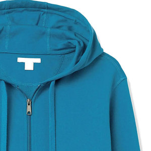 Sudadera con capucha de lana de algodón 100% del fabricante directo para hombre Sudadera con cremallera Color sólido Logotipo personalizado Técnica de bordado 3D para - Product Image 5