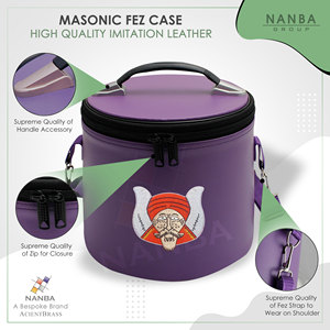 NANBA GROUP Leather Machine Embroidery Customizable Single Logo Gruto Fez Case Strap Lightweight Zipper Closure Masonic <b>Purple</b> - Product Image 5