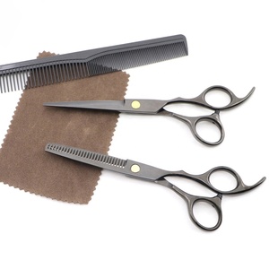 Kit de coiffure professionnel pour la maison pour hommes/femmes, ciseaux à effiler pour barbier/salon, manche en acier tranchant, acier inoxydable, comprend un peigne - Product Image 5